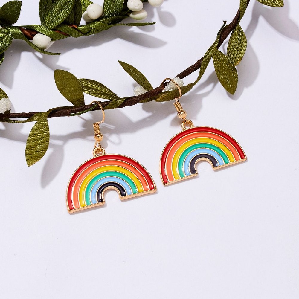 New Classic Charm Dangle Cute Rainbow Earrings - Picture 8 of 14